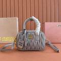 MIU MIU ARCADIE MATELASSÉ NAPPA SMALL BAG 19 IN GREY LAMBSKIN GOLD HARDWARE