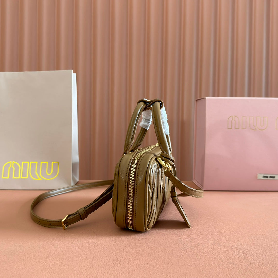 MIU MIU ARCADIE MINI BAG 19 CARAMEL IN MATELASSÉ NAPPA LEATHER