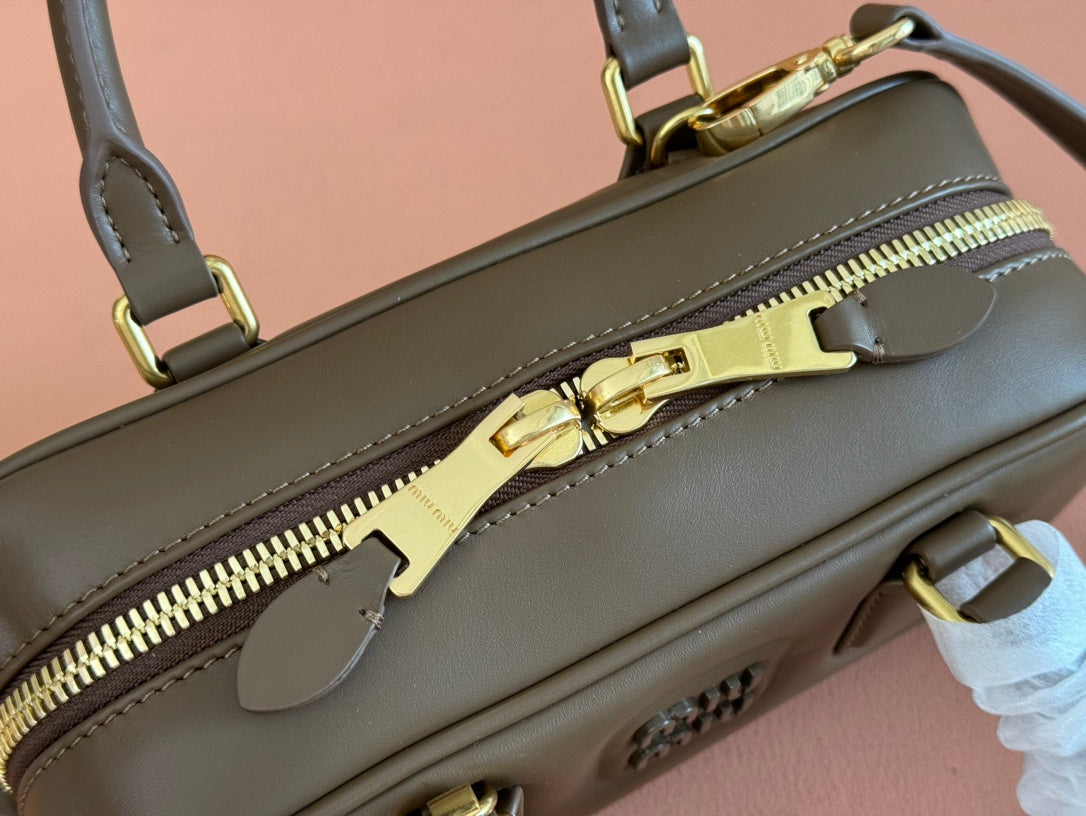 MIU MIU ARCADIE SMALL 22 BAG IN DARK BROWN CALFSKIN