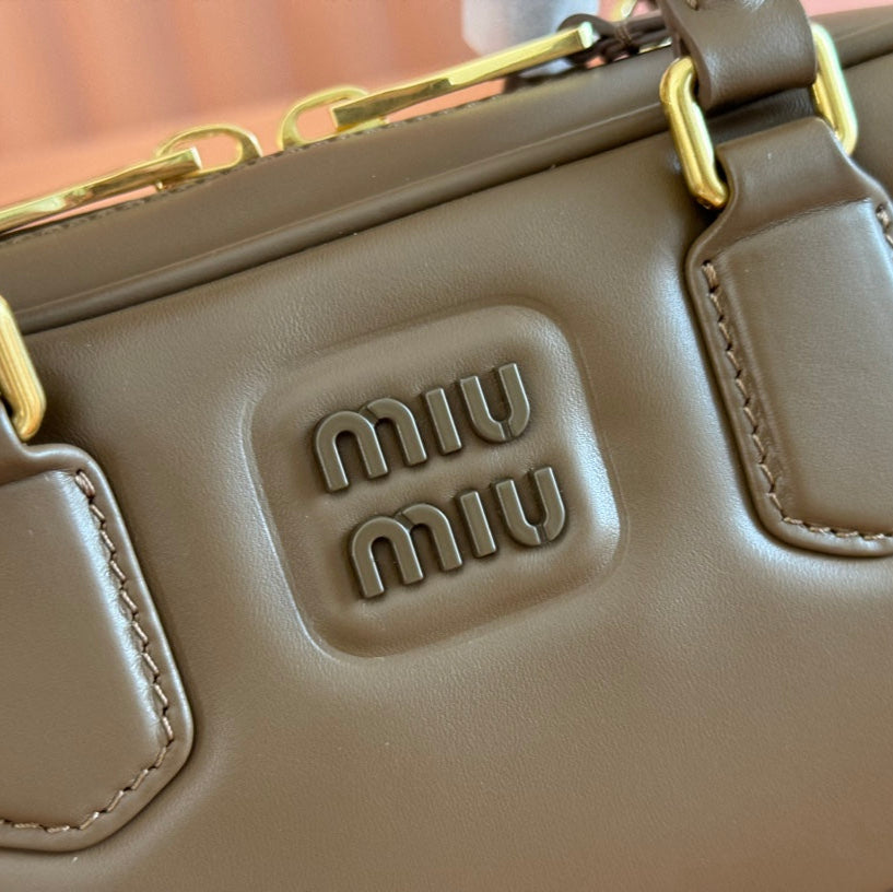 MIU MIU ARCADIE SMALL 22 BAG IN DARK BROWN CALFSKIN