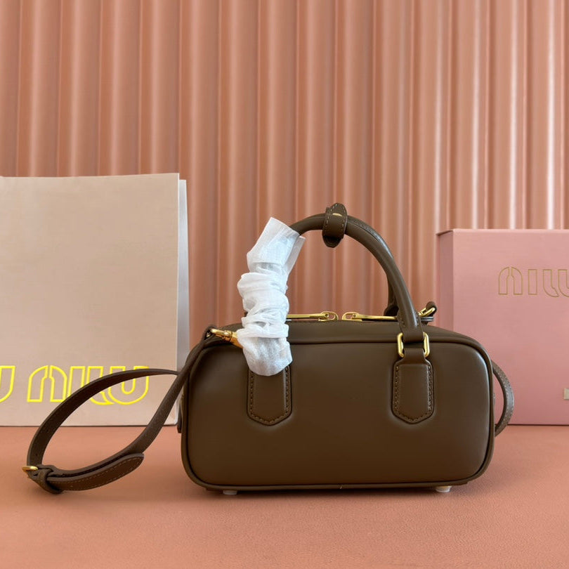 MIU MIU ARCADIE SMALL 22 BAG IN DARK BROWN CALFSKIN