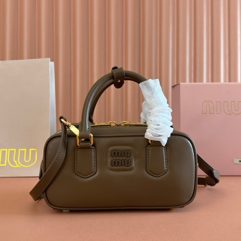 MIU MIU ARCADIE SMALL 22 BAG IN DARK BROWN CALFSKIN
