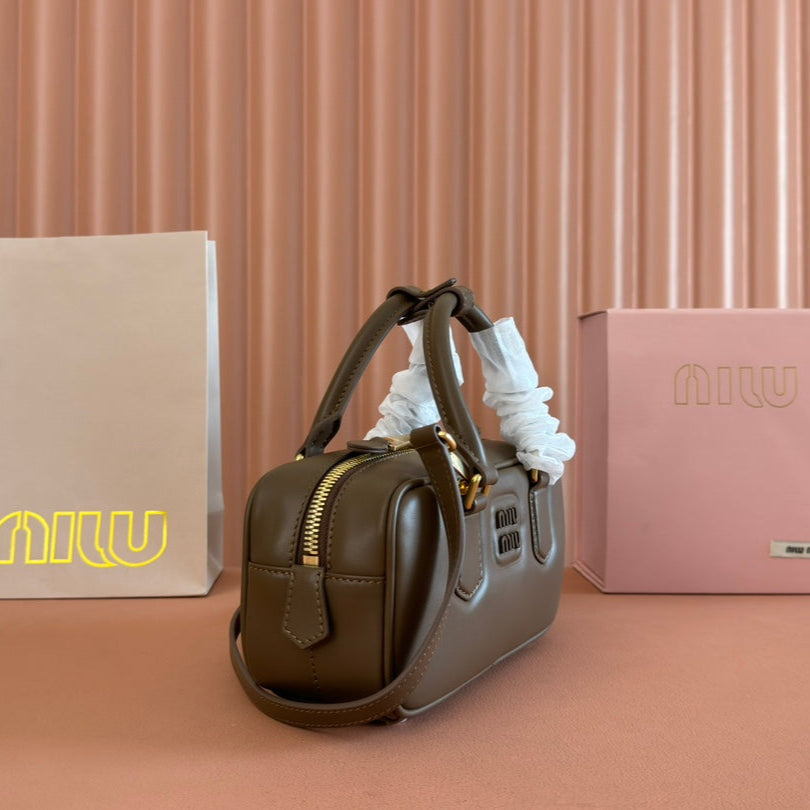 MIU MIU ARCADIE SMALL 22 BAG IN DARK BROWN CALFSKIN