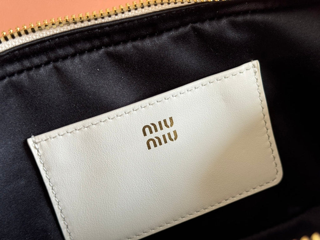 MIU MIU ARCADIE BAG 19 WHITE IN CALFSKIN GOLD HARDWARE