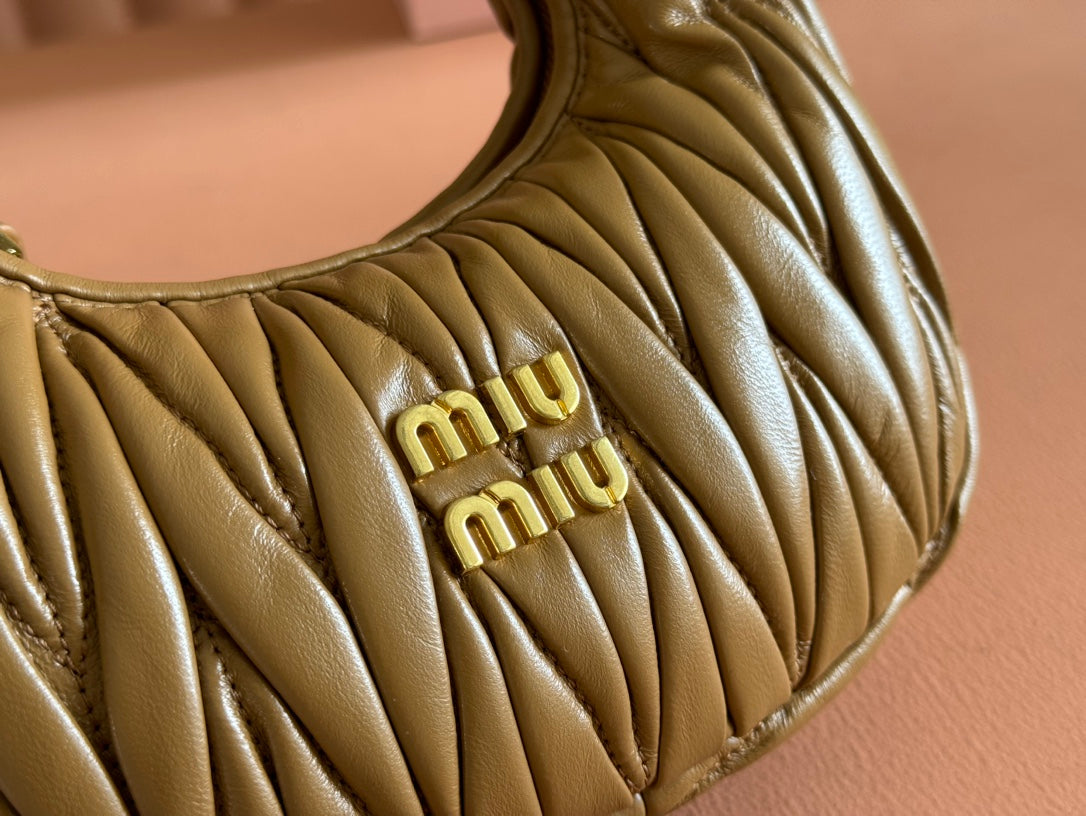 MIU MIU WANDER MATELASSÉ NAPPA MINI BAG 18 IN DARK BROWN LAMBSKIN