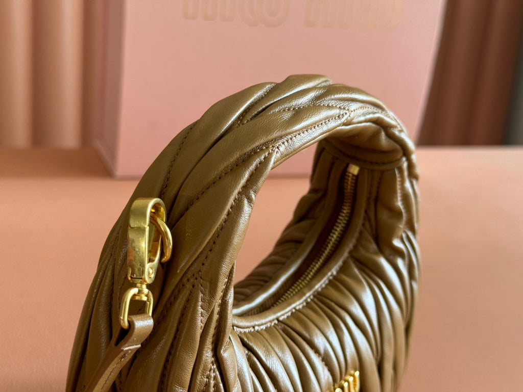 MIU MIU WANDER MATELASSÉ NAPPA MINI BAG 18 IN DARK BROWN LAMBSKIN