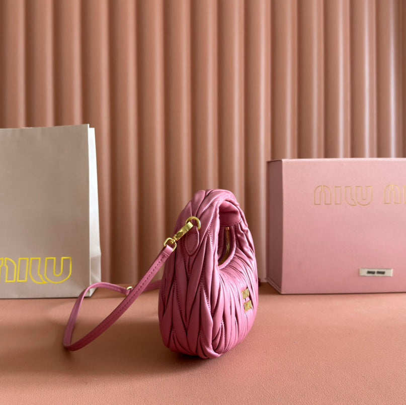 MIU MIU WANDER MATELASSÉ NAPPA MINI BAG 18 IN LIGHT PLUM LAMBSKIN
