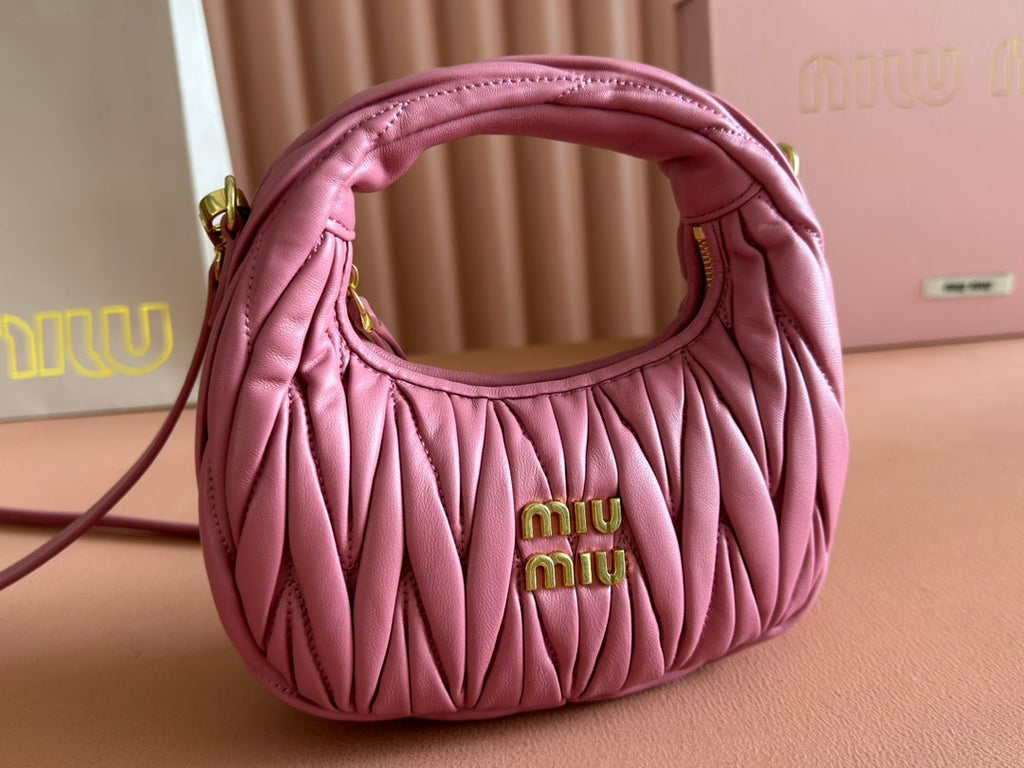 MIU MIU WANDER MATELASSÉ NAPPA MINI BAG 18 IN LIGHT PLUM LAMBSKIN
