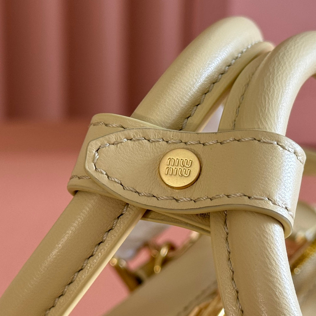 MIU MIU ARCADIE MATELASSÉ BAG 22 BEIGE IN CALFSKIN