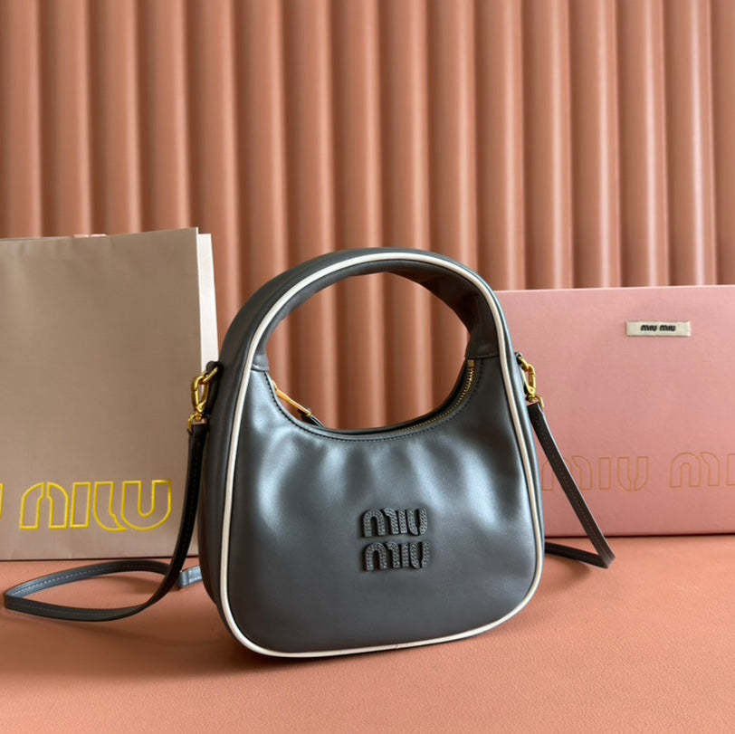 MIU MIU HOBO BOLSA WANDER DARK GRAY IN CALFSKIN