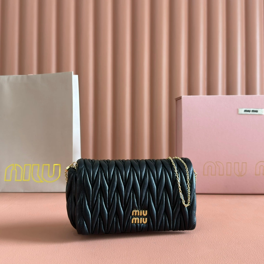 MIU MIU MATELASSé NAPPA LEATHER MINI BAG 18 BLACK