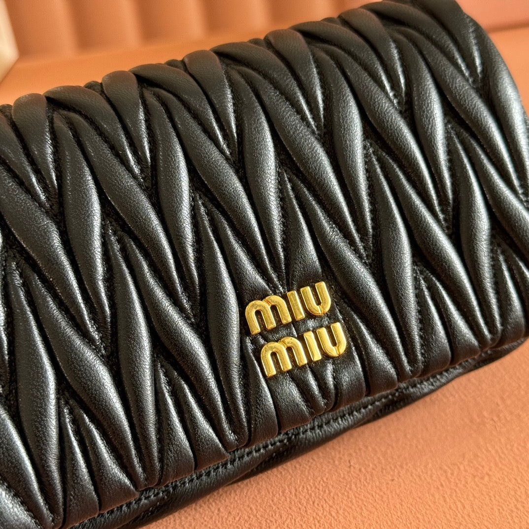 MIU MIU MATELASSé NAPPA LEATHER MINI BAG 18 BLACK