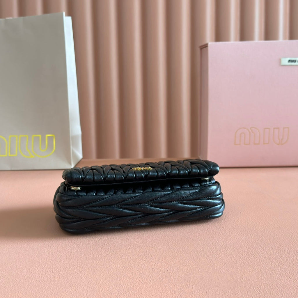 MIU MIU MATELASSé NAPPA LEATHER MINI BAG 18 BLACK