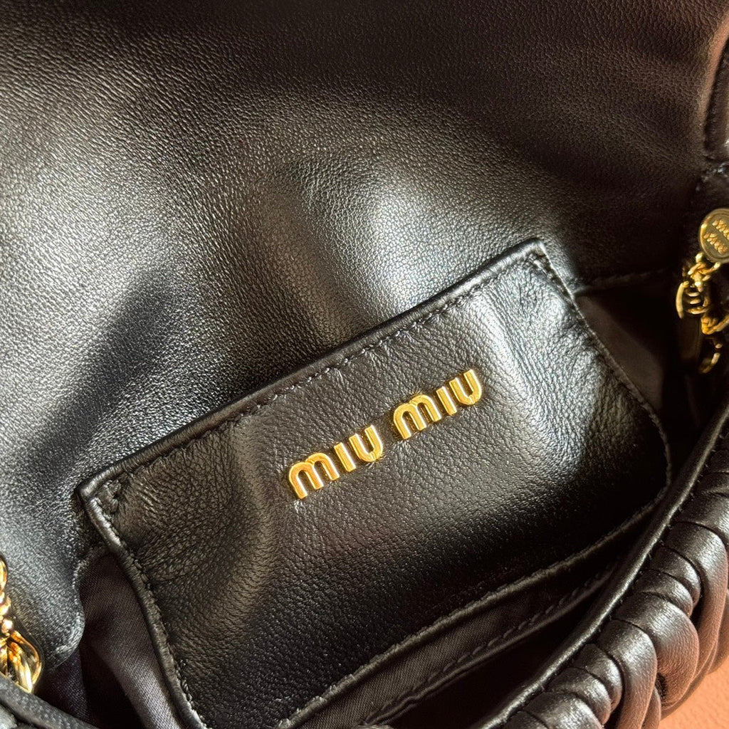 MIU MIU MATELASSé NAPPA LEATHER MINI BAG 18 BLACK