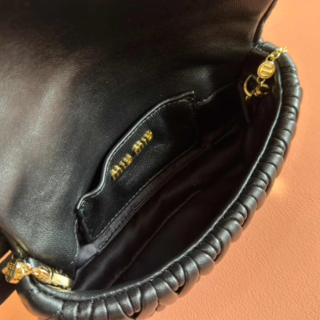 MIU MIU MATELASSé NAPPA LEATHER MINI BAG 18 BLACK