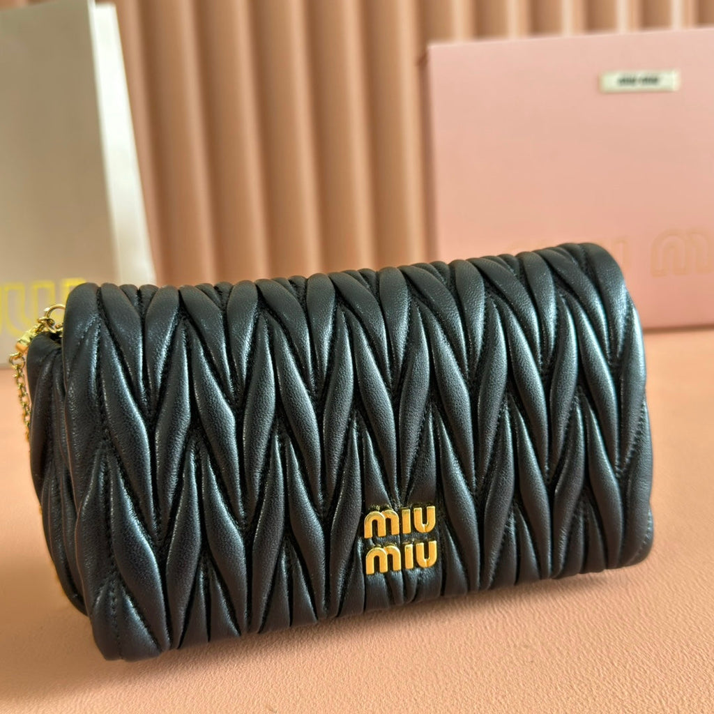MIU MIU MATELASSé NAPPA LEATHER MINI BAG 18 BLACK
