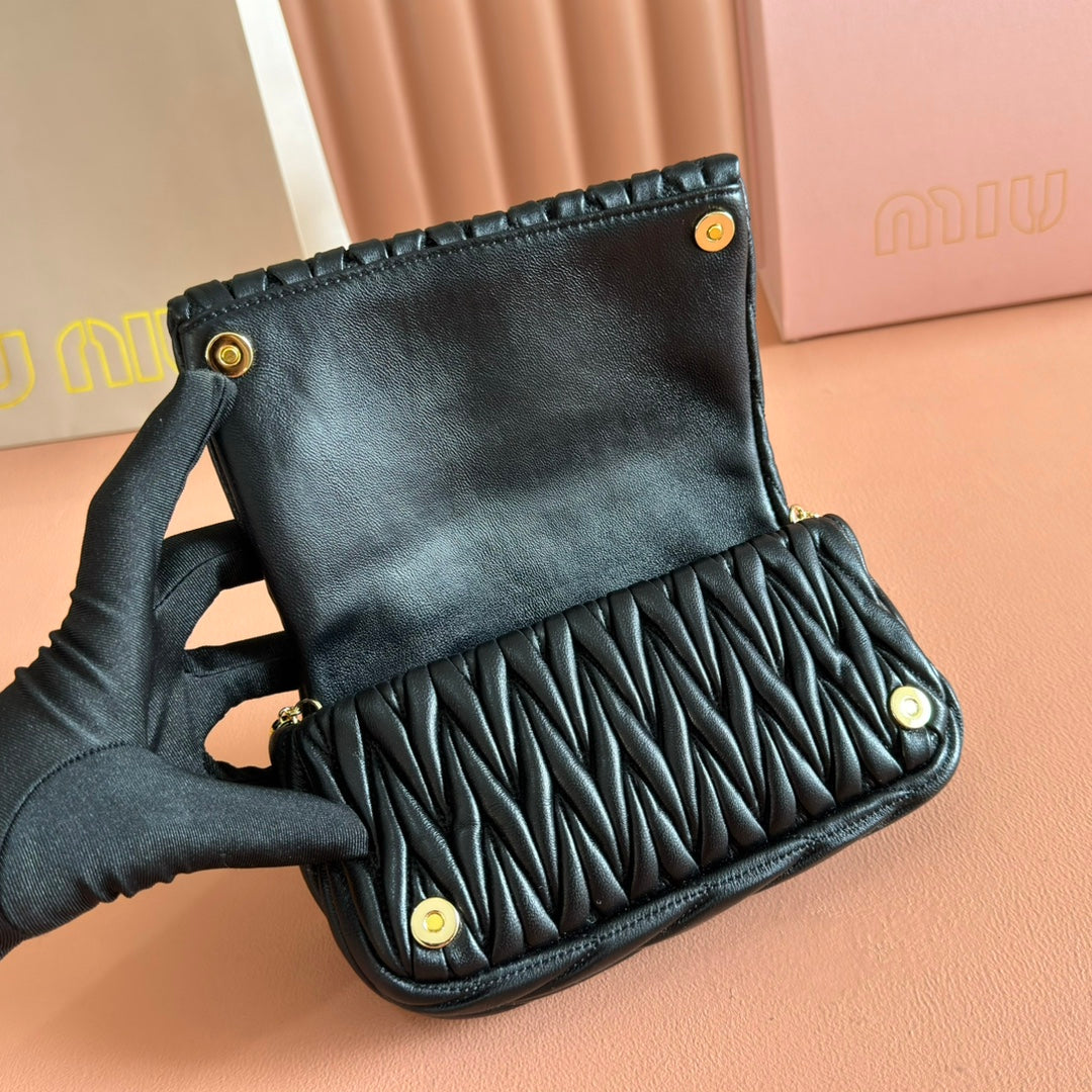 MIU MIU MATELASSé NAPPA LEATHER MINI BAG 18 BLACK