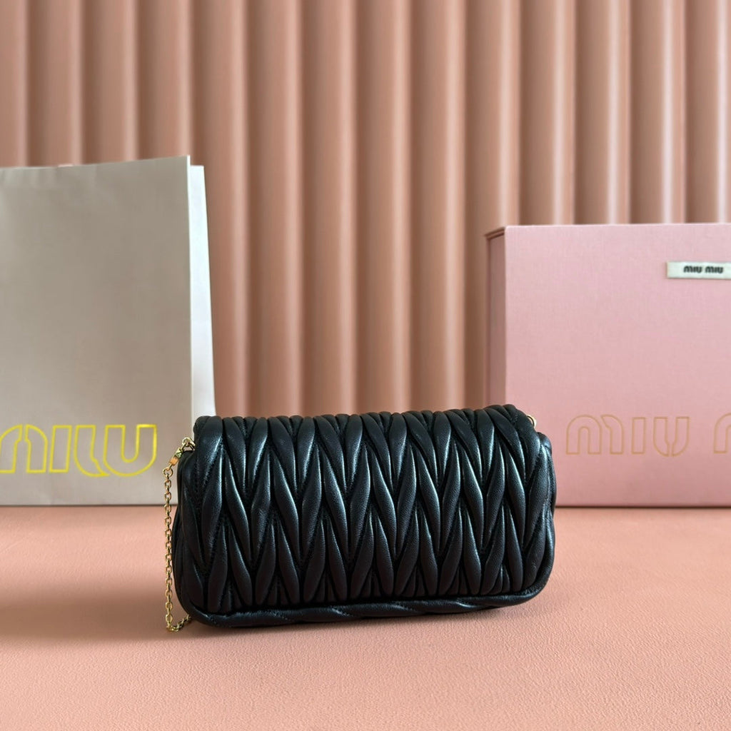 MIU MIU MATELASSé NAPPA LEATHER MINI BAG 18 BLACK