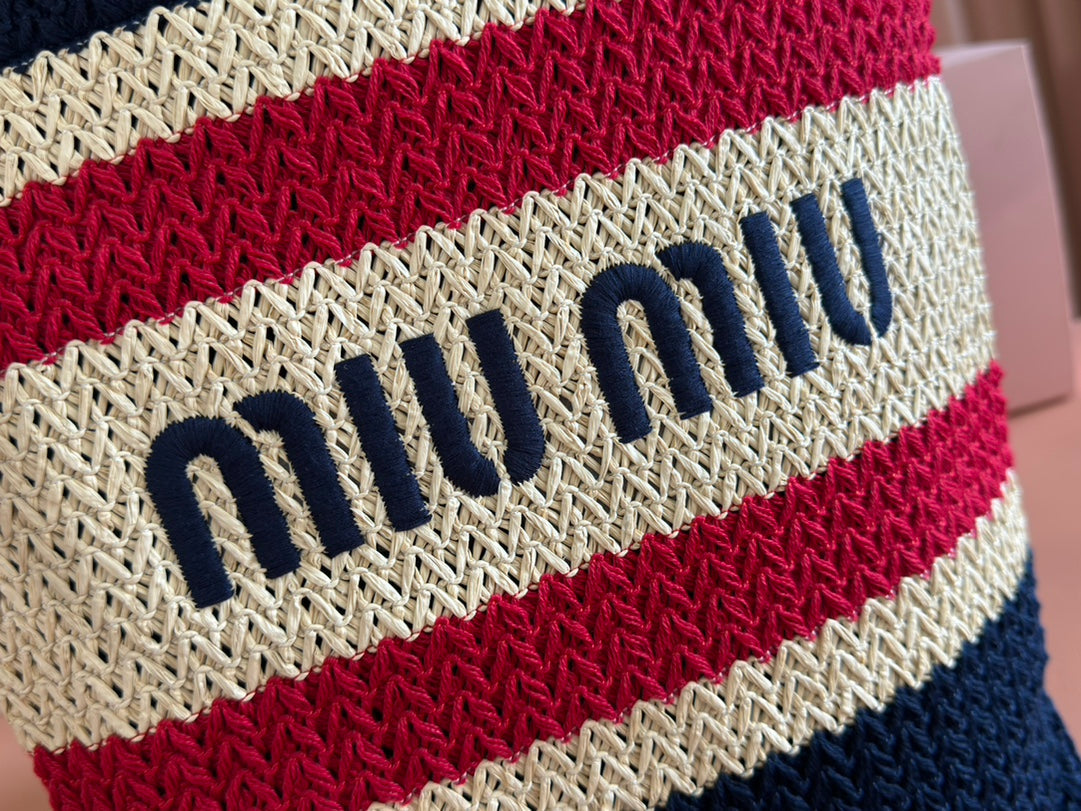 MIU MIU BOLSA TOTE WOVEN 38 MULTICOLOR IN RAFFIA