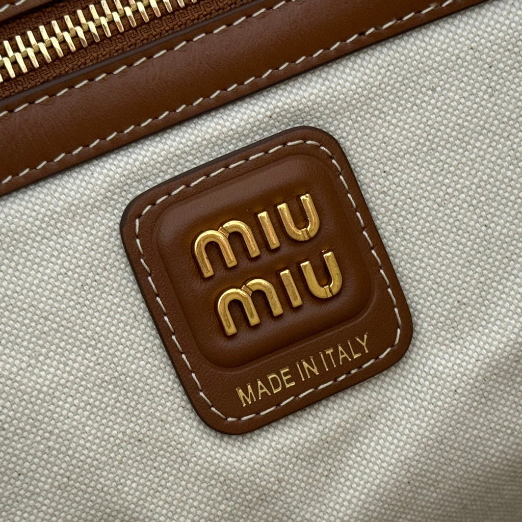 MIU MIU HOBO BAG 40 BLUE AND WHITE STRIPED IN CANVAS