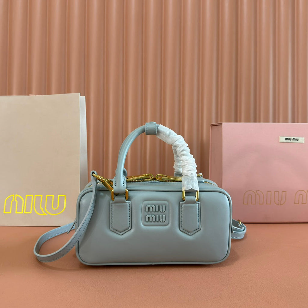 MIU MIU ARCADIE SMALL 22 BAG IN LIGHT BLUE CALFSKIN