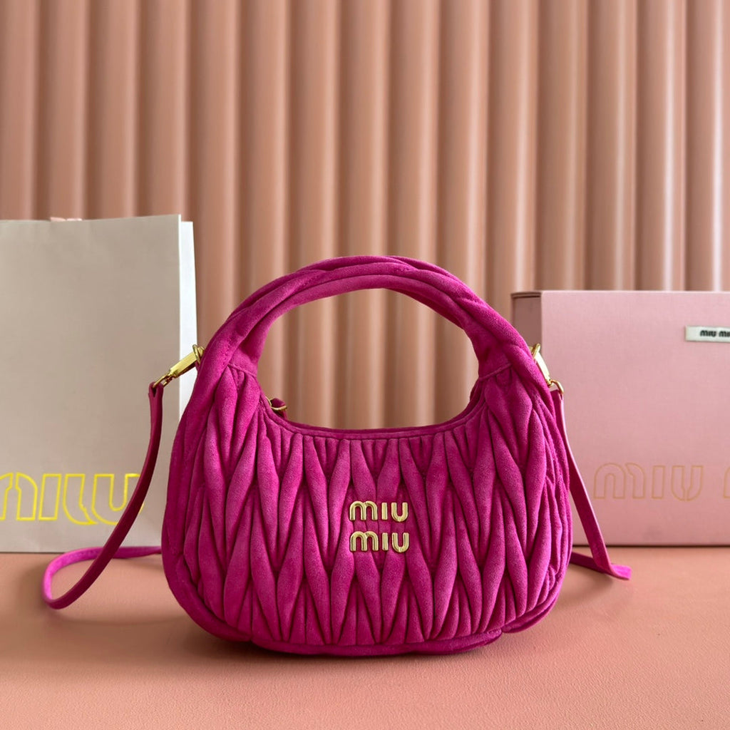 MIU MIU MIUMIU SUEDE HANDBAG 23 DEEP FUCHSIA