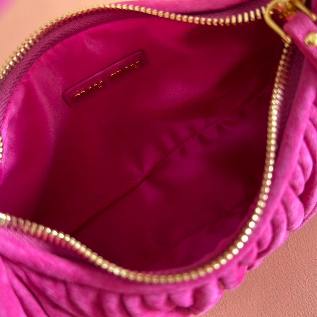 MIU MIU MIUMIU SUEDE HANDBAG 23 DEEP FUCHSIA
