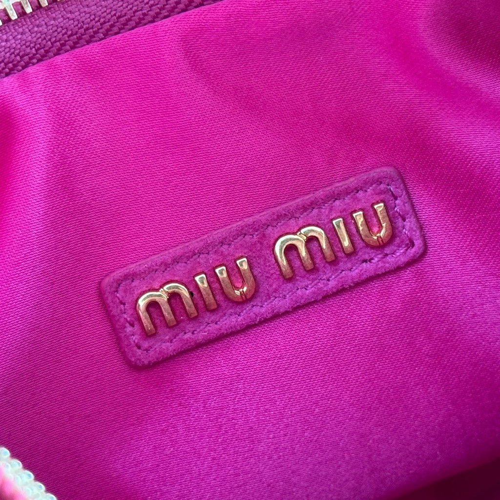 MIU MIU MIUMIU SUEDE HANDBAG 23 DEEP FUCHSIA