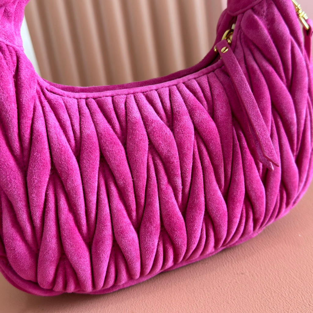 MIU MIU MIUMIU SUEDE HANDBAG 23 DEEP FUCHSIA