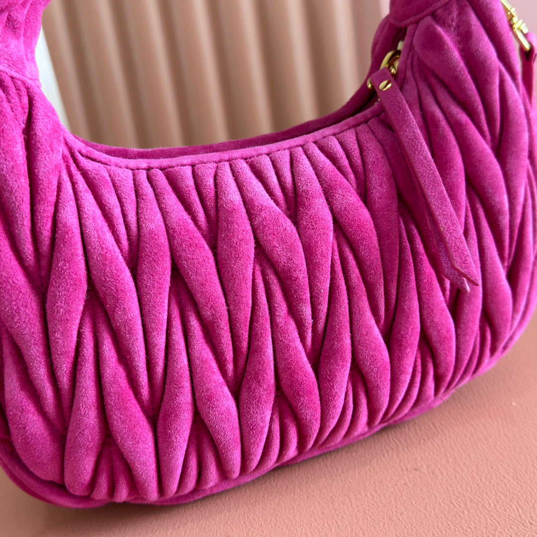MIU MIU MIUMIU SUEDE HANDBAG 23 DEEP FUCHSIA