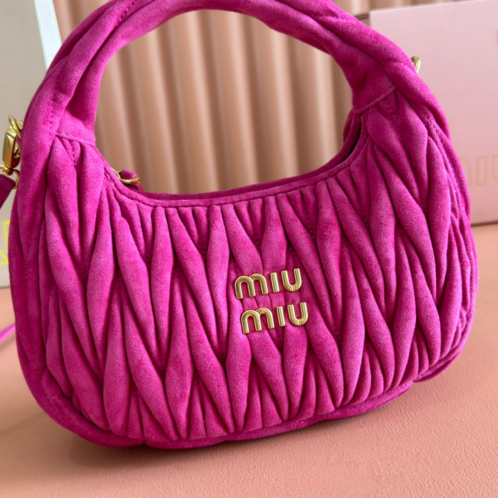 MIU MIU MIUMIU SUEDE HANDBAG 23 DEEP FUCHSIA