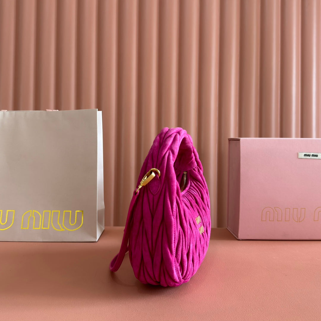 MIU MIU MIUMIU SUEDE HANDBAG 23 DEEP FUCHSIA