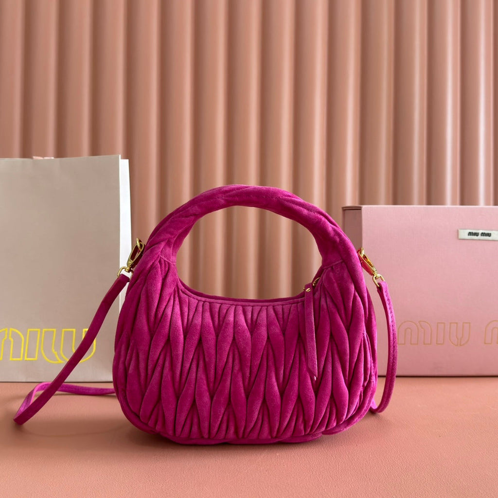 MIU MIU MIUMIU SUEDE HANDBAG 23 DEEP FUCHSIA