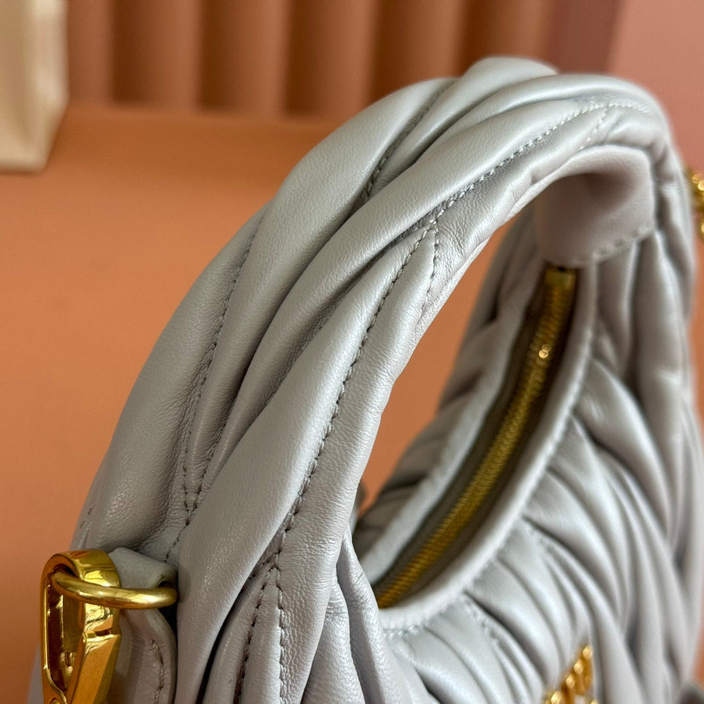 MIU MIU WANDER MATELASSÉ NAPPA MINI BAG 18 IN LIGHT BLUE LAMBSKIN