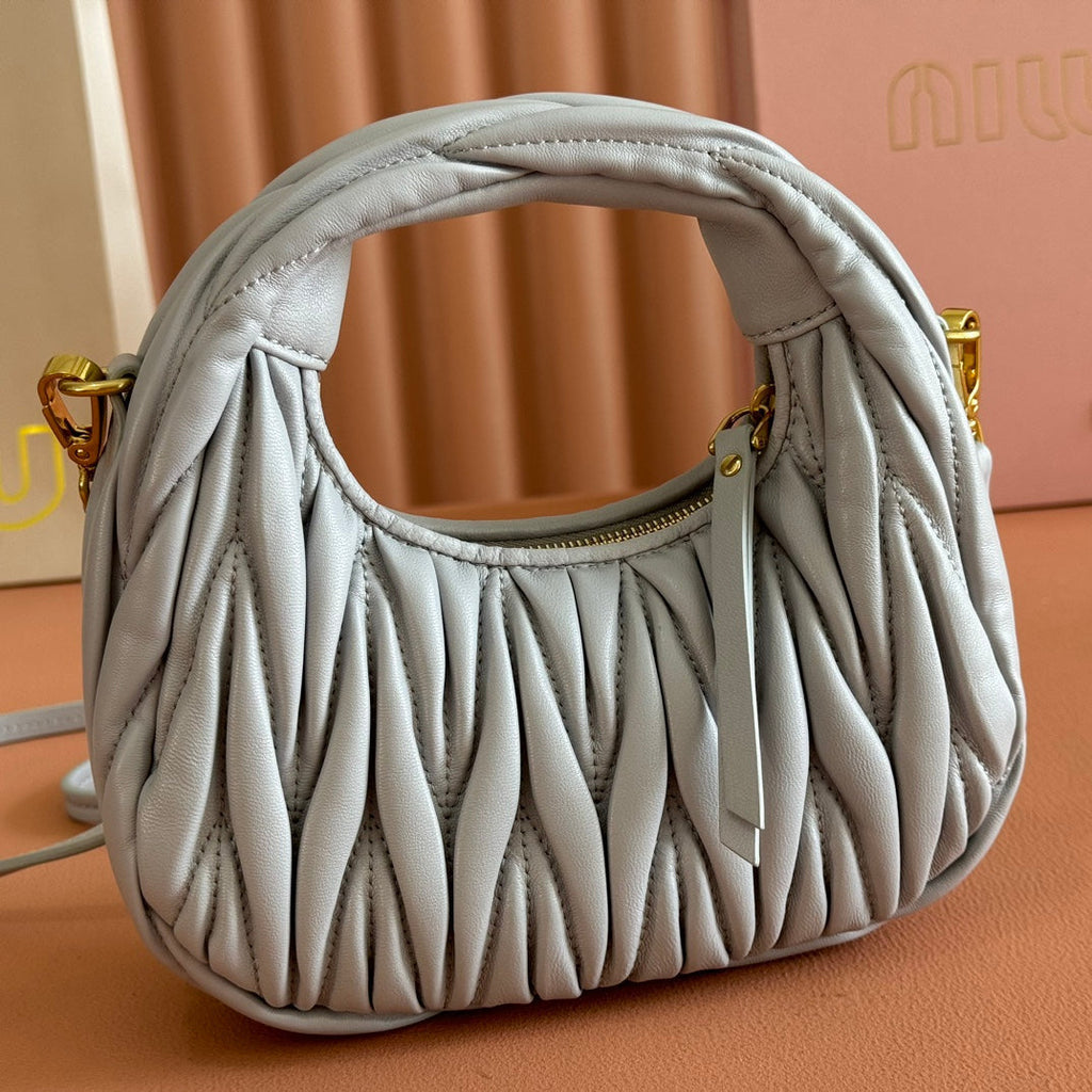 MIU MIU WANDER MATELASSÉ NAPPA MINI BAG 18 IN LIGHT BLUE LAMBSKIN