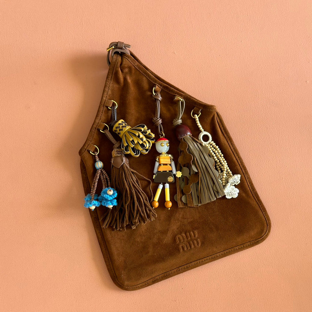 MIU MIU SUEDE BAG WITH TRICK 37 DARK BROWN