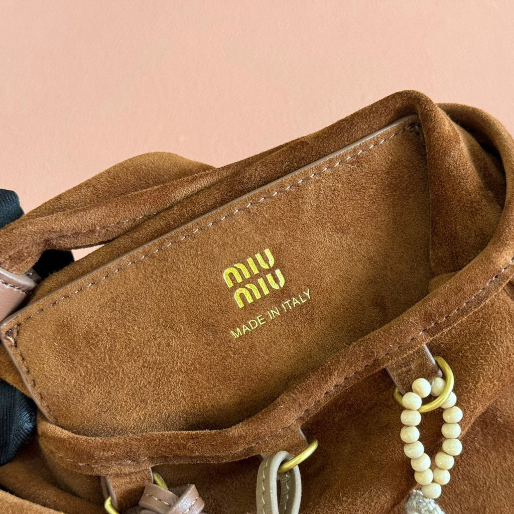 MIU MIU SUEDE BAG WITH TRICK 37 DARK BROWN