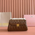 MIU MIU CHAIN SHOULDER BAG 24 IN BROWN PATENT SMOOTH LAMBSKIN