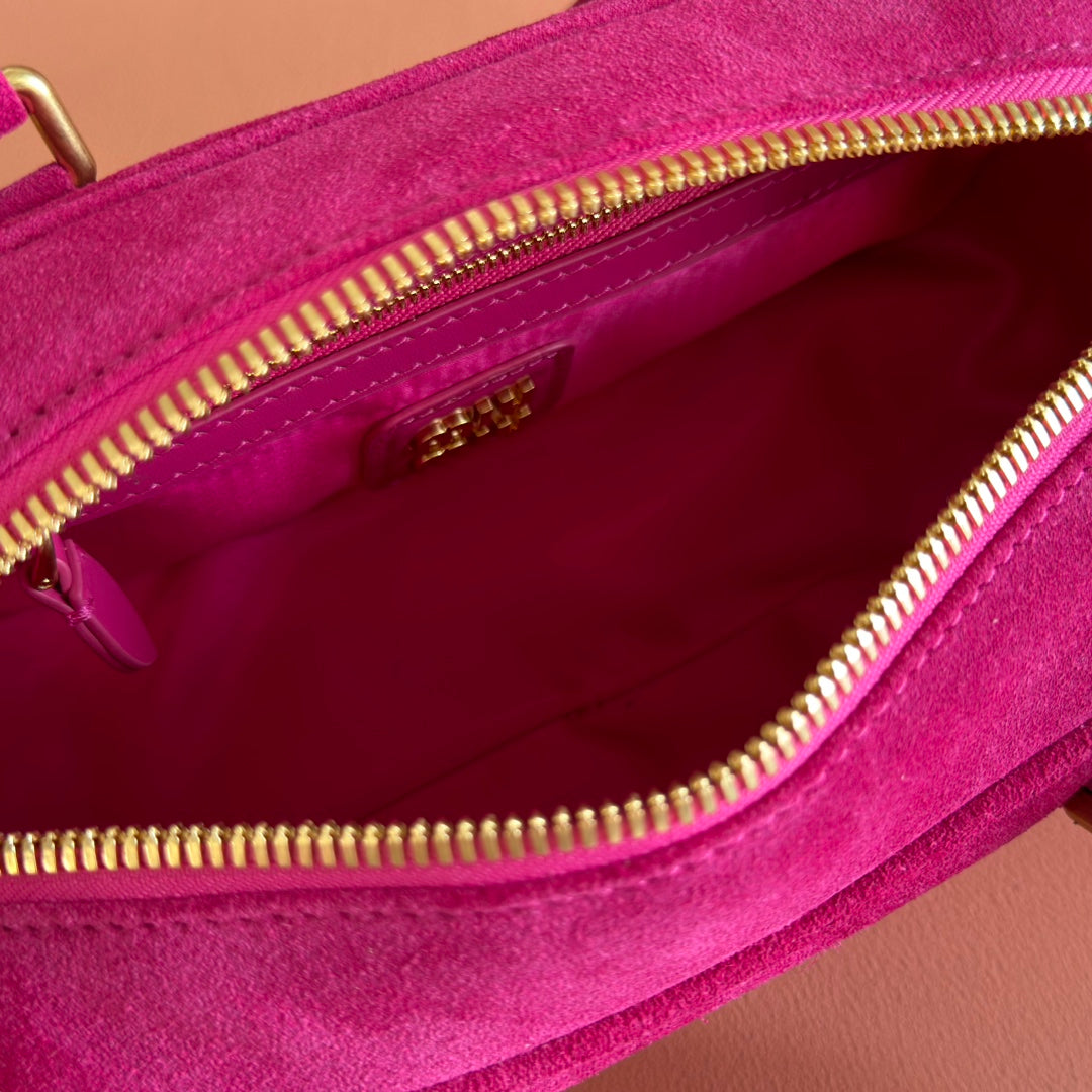 MIU MIU ARCADIE BAG 22 IN FUCHSIA SUEDE GOLD HARDWARE