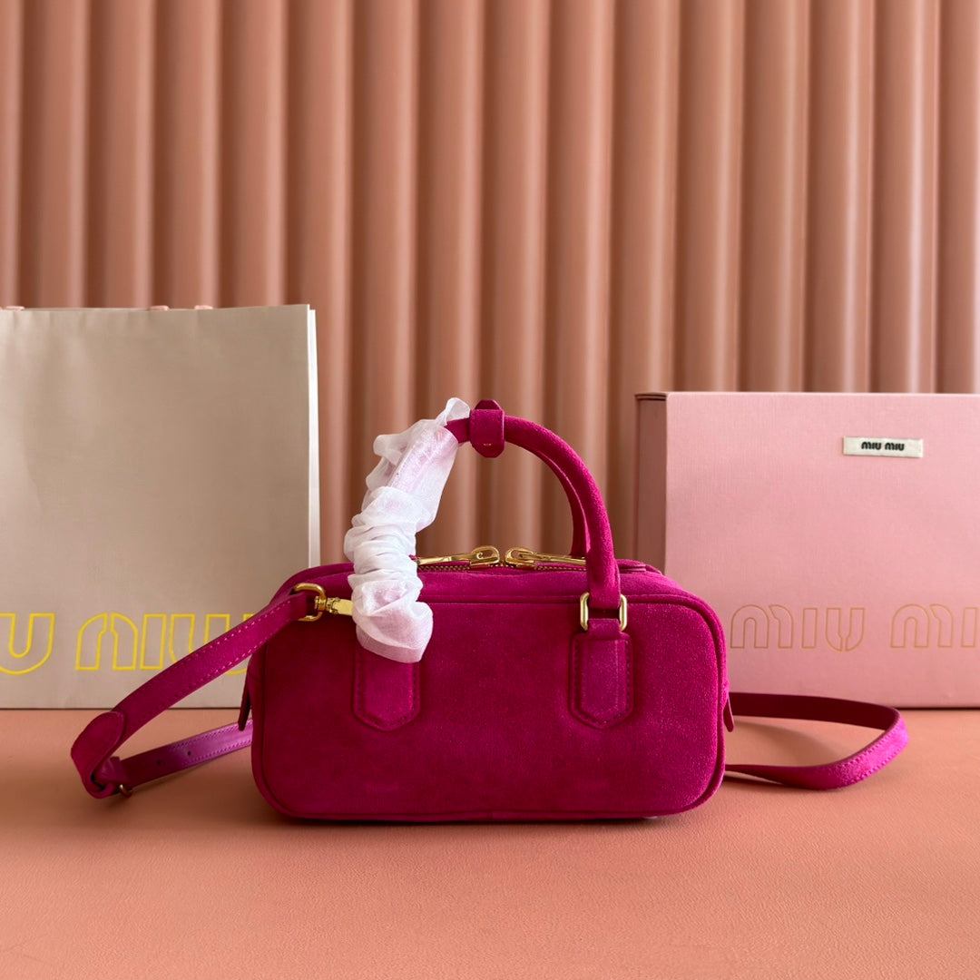 MIU MIU ARCADIE BAG 22 IN FUCHSIA SUEDE GOLD HARDWARE