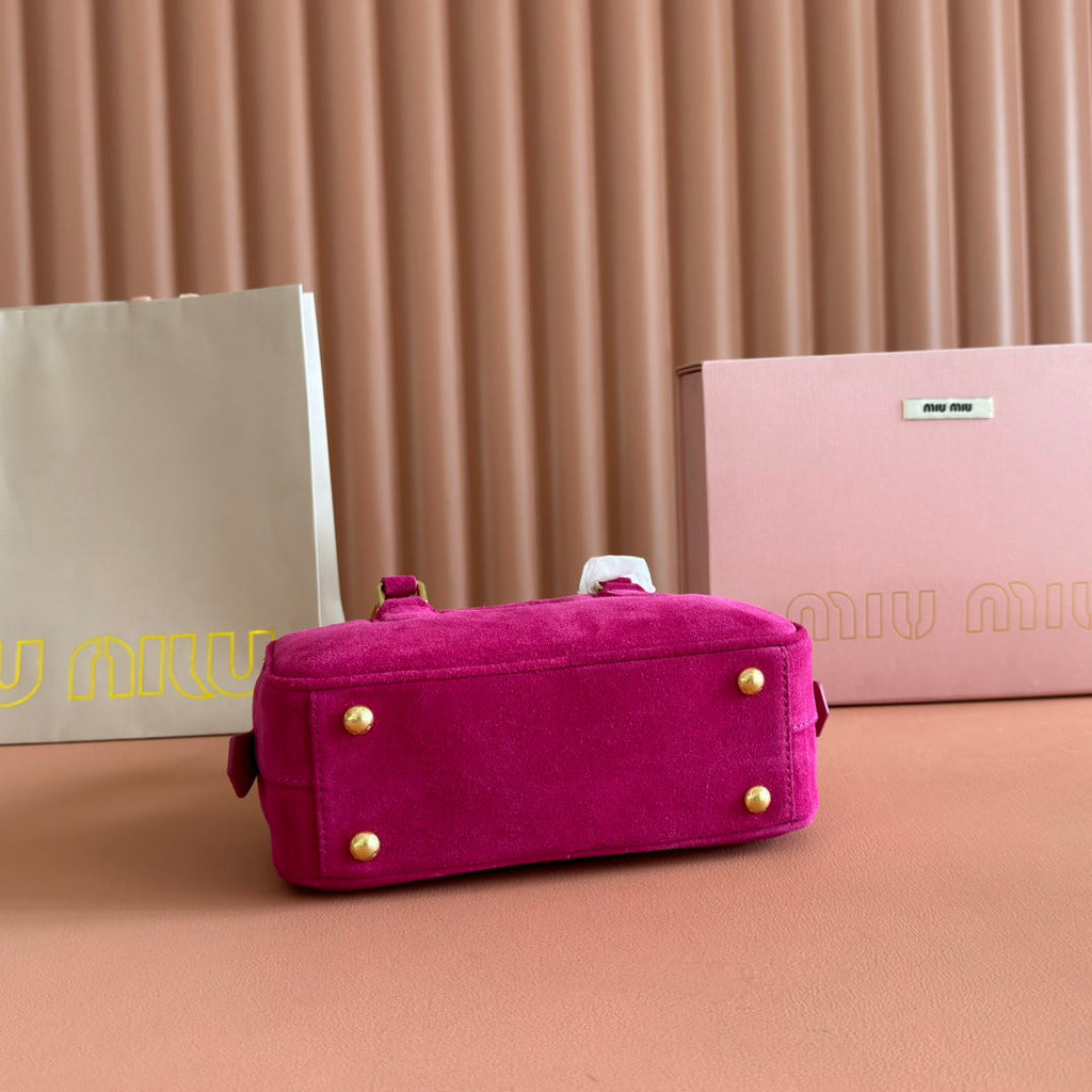 MIU MIU ARCADIE BAG 22 IN FUCHSIA SUEDE GOLD HARDWARE