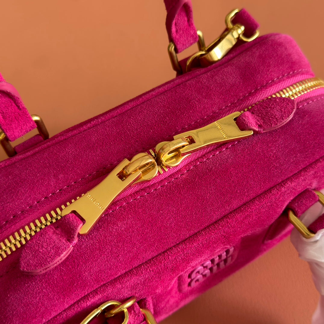 MIU MIU ARCADIE BAG 22 IN FUCHSIA SUEDE GOLD HARDWARE
