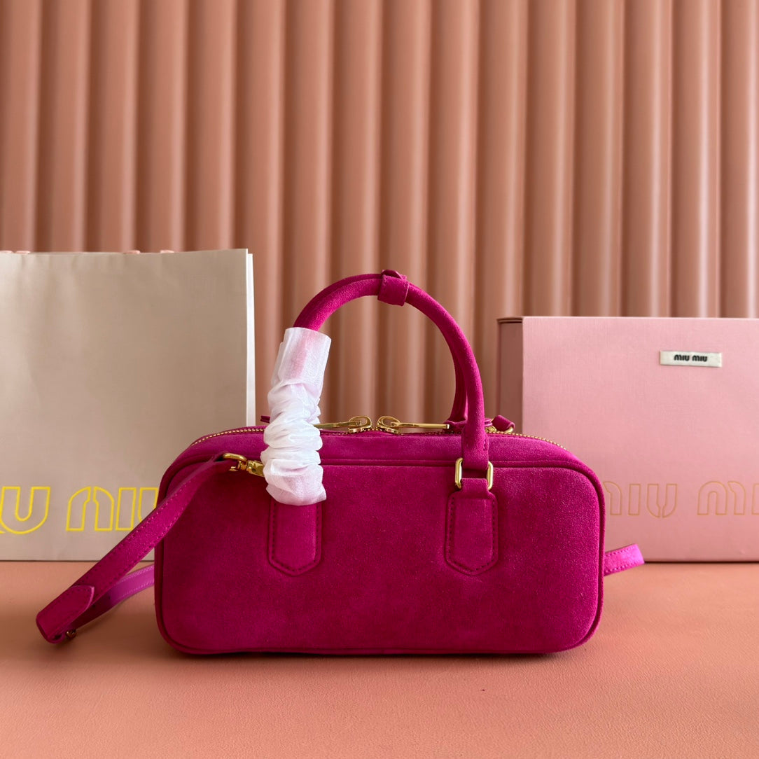 MIU MIU ARCADIE BAG 27 IN FUCHSIA SUEDE GOLD HARDWARE