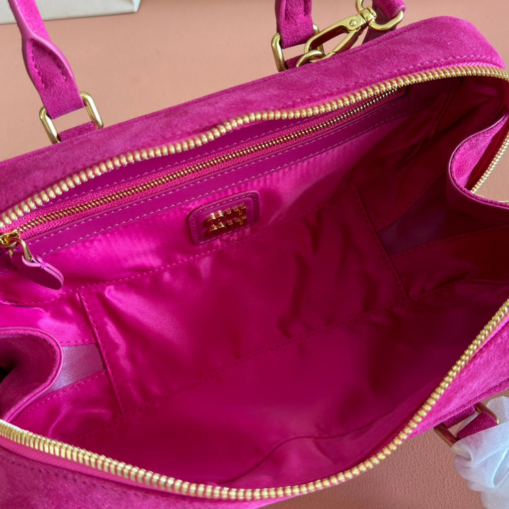 MIU MIU ARCADIE BAG 27 IN FUCHSIA SUEDE GOLD HARDWARE
