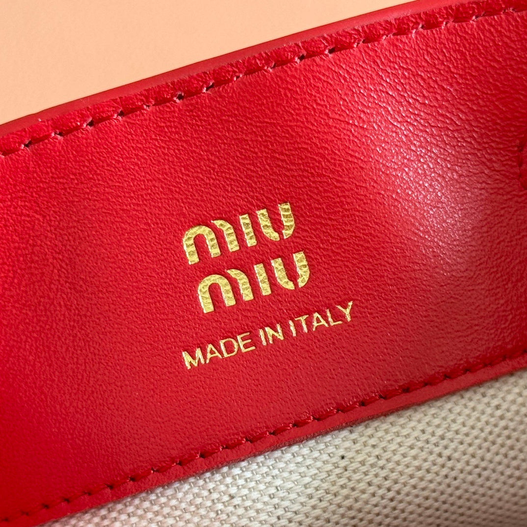 MIU MIU MINI TOTE BAG 17 RED IN NAPPA CALFSKIN