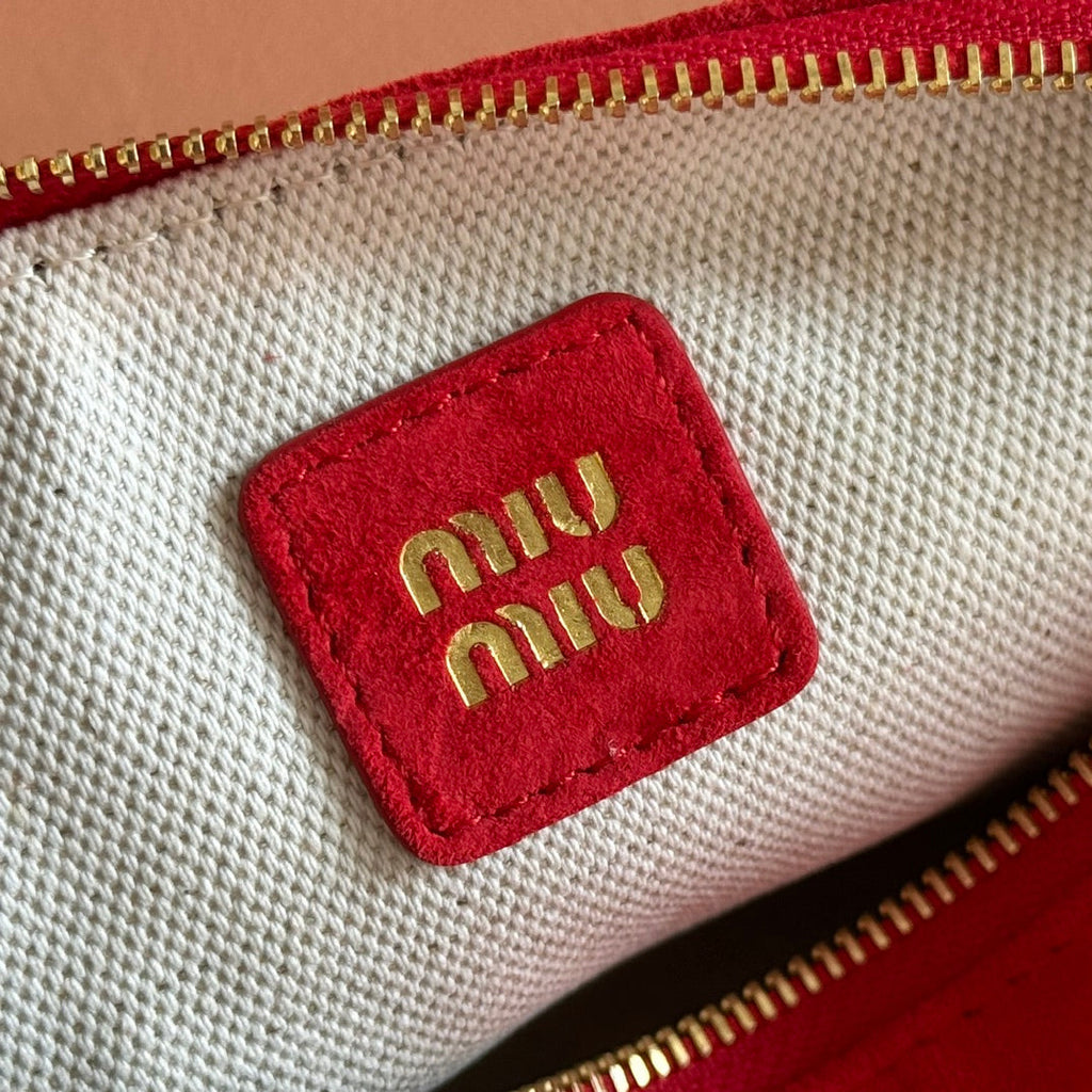 MIU MIU SUEDE BAG 22 RED GOLD HARDWARE