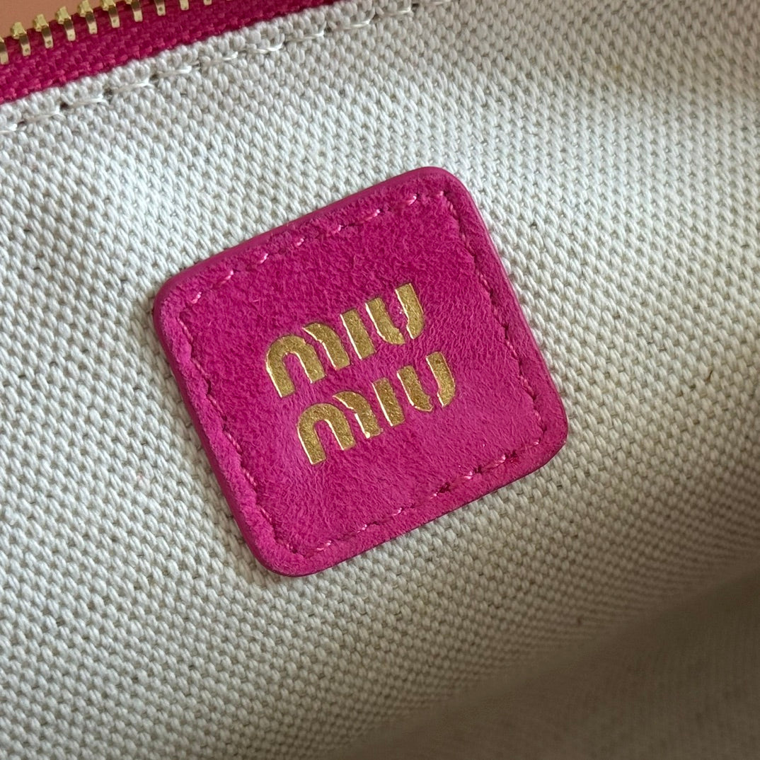 MIU MIU SUEDE BAG 22 FUCHSIA GOLD HARDWARE