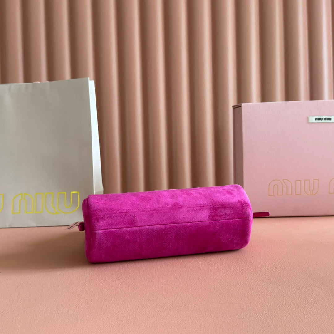MIU MIU SUEDE BAG 22 FUCHSIA GOLD HARDWARE