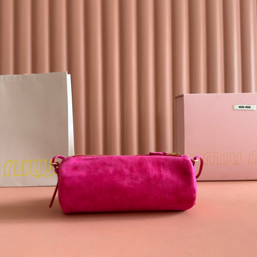 MIU MIU SUEDE BAG 22 FUCHSIA GOLD HARDWARE