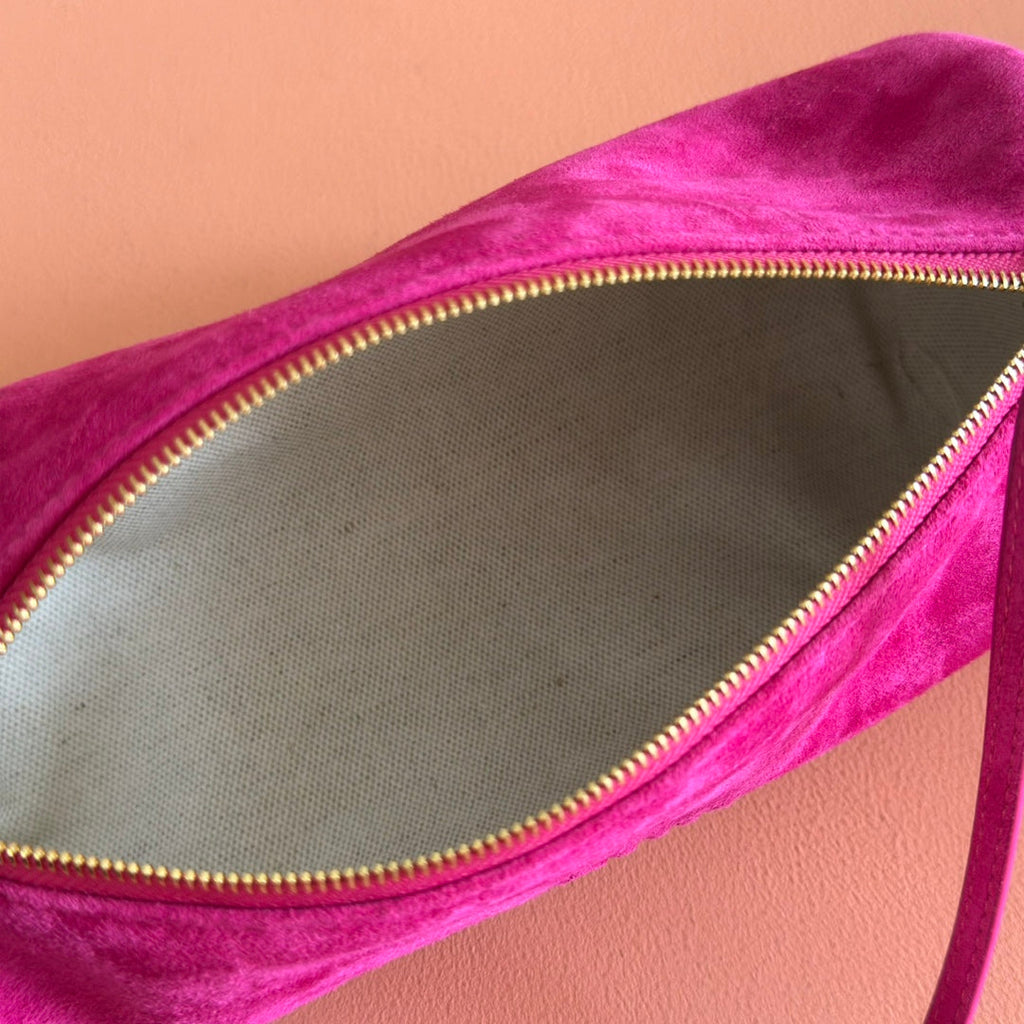 MIU MIU SUEDE BAG 22 FUCHSIA GOLD HARDWARE